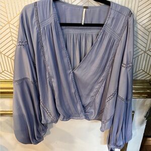 Free People Lavender Blouse with Crochet Details